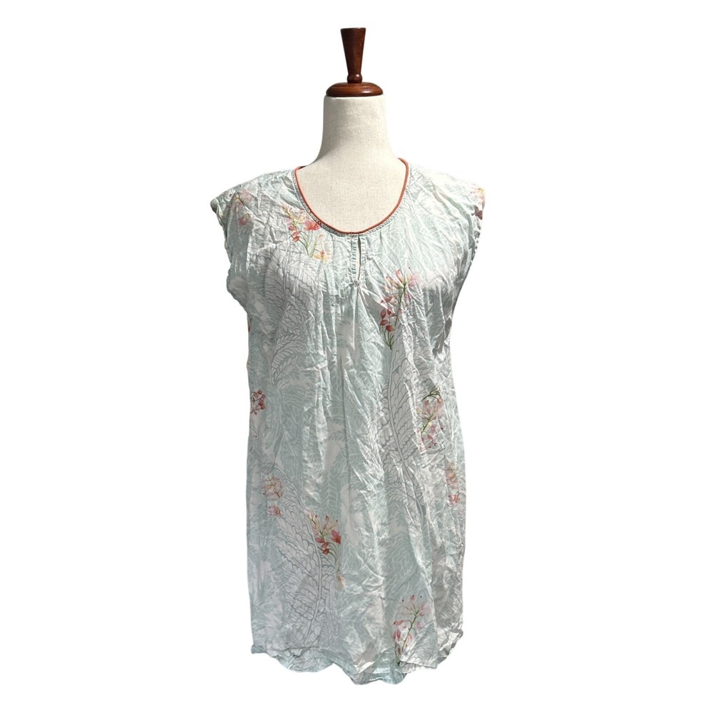 Yves Delorme Women's Nightgown Size Small Floral Cotton Sleep Shirt Dainty Boho